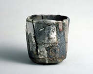 Black Raku cylindrical tea bowl yakinuki type, called Hakugyo, 1999, The National Museum of Modern Art, Kyoto