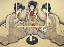 OKAMOTO  Shinso, Study of Three Maiko Playing Ken, 1920