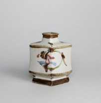 KAWAI Kanjiro, White Flat Jar of Grass and Flower Design, 1939
