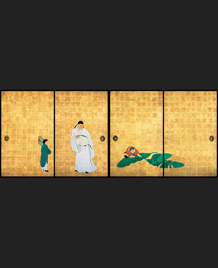 Maruyama Ōkyo, Guo Ziyi and Children, (4 sliding door panels from a set of 8 sliding door panels), 1788, Daijo-ji Temple, Hyogo, Importan Cultural Property, [on view: entire run]