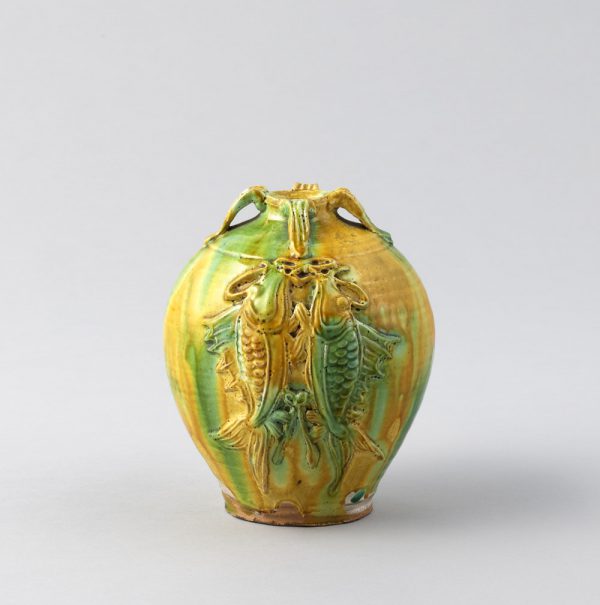 KAWAI Kanjiro, Three-color Glazed Jar of Paired-fish Design, 1922