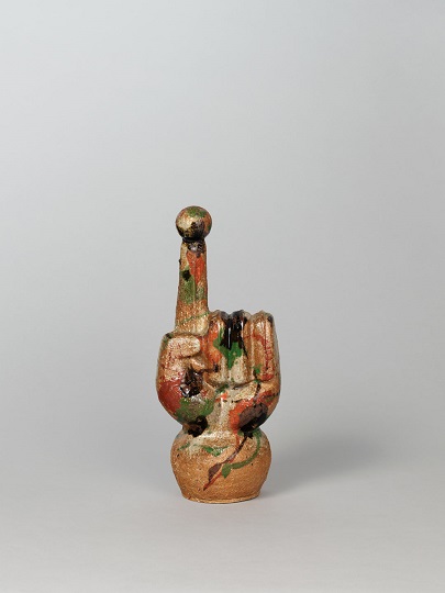 KAWAI Kanjiro, Ceramic Sculpture, Splashed Three-color Glaze, 1962