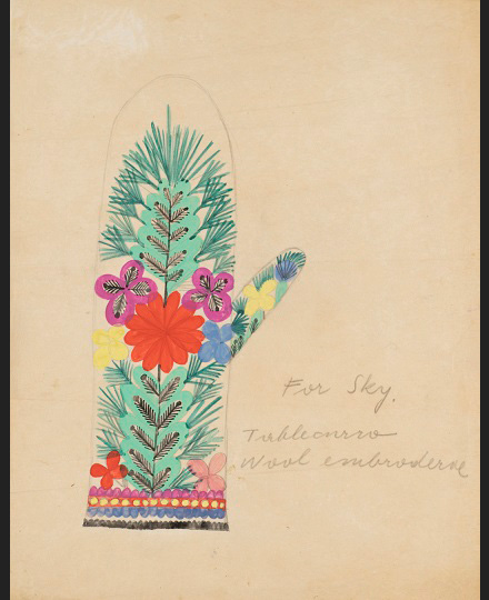 Design for Ski Mitten with Embroidery, 1935-44