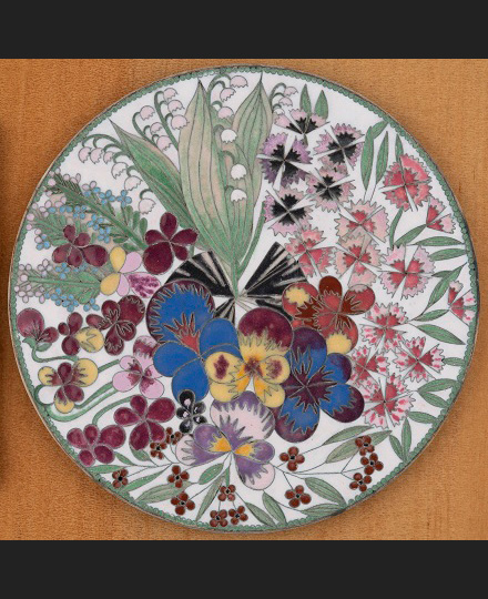 [Manufacturer: Inaba Cloisonne], Cloisonne Plate [Bouquet I], c. 1950 [reproduced in 1987]