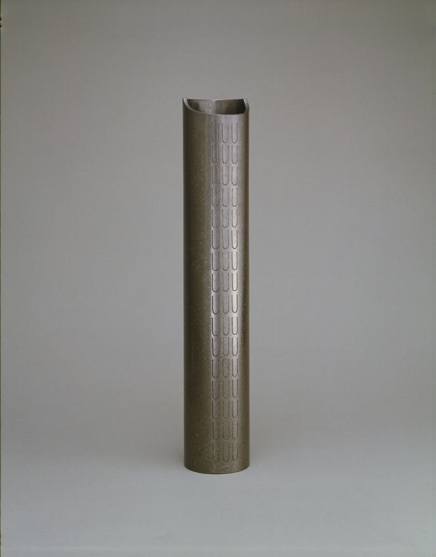 TAKAMURA Toyochika, Rogin Cylindrical Flower Vase, Lostwax Casting, 1963
