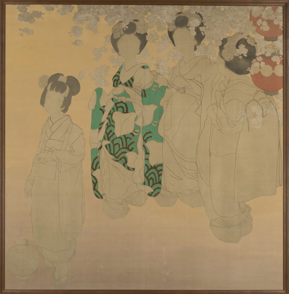 OKAMOTO Shinso, Spring Evening at Hanamikoji （unfinished）, 1916