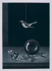 長谷川潔《玻璃球のある静物》1959年