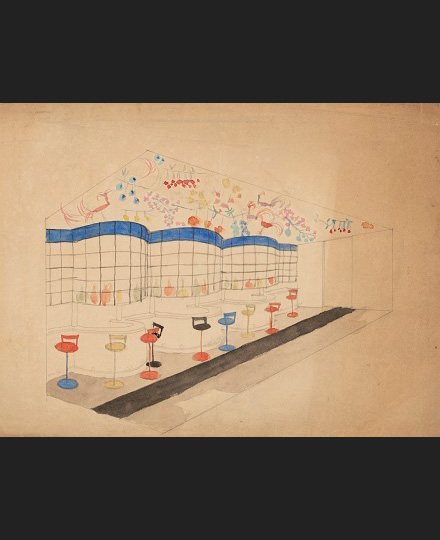 上野リチ・リックス／上野伊三郎《スターバー：内装デザイン（1）》1930年